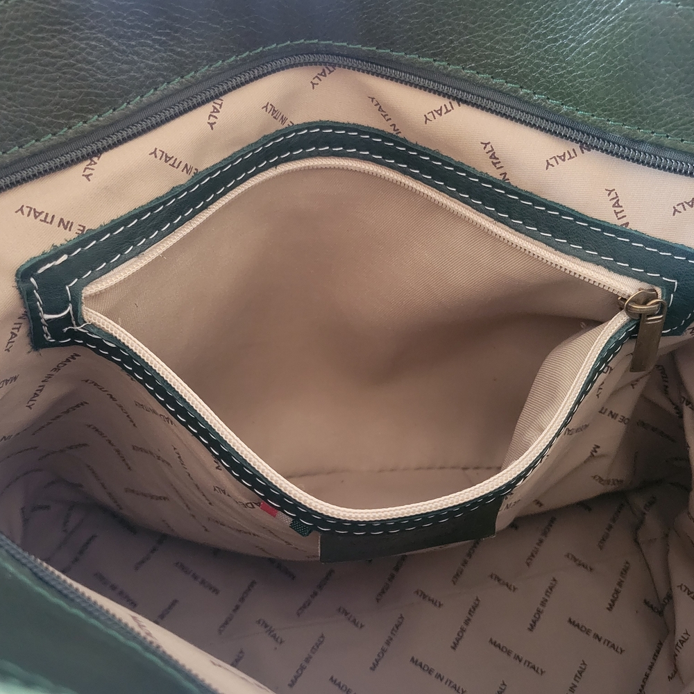 Green Italian Leather Tote Bag - Picture 3 of 7